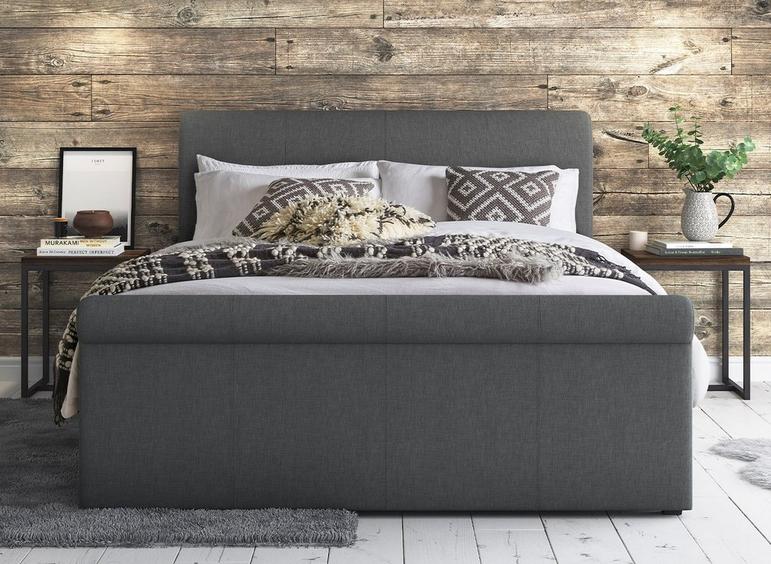 Wilson Fabric Upholstered Ottoman Bed, Grey Upholstered Ottoman Bed King Size