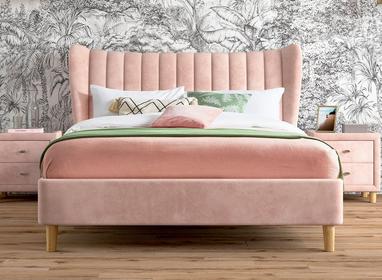Knox Velvet Finish Bed Frame Free, Light Pink Bed Frame