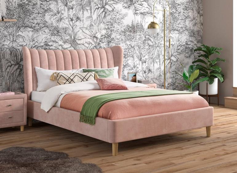 Knox Velvet Finish Bed Frame Free, Pink Tufted Bed Frame