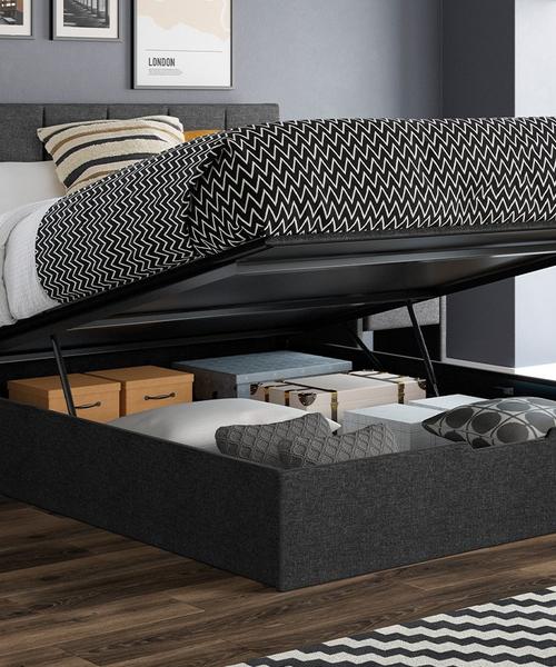 Beds Dreams, Grey King Bed With Storage Underneath