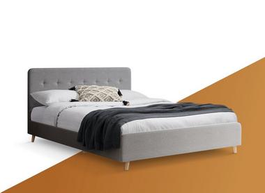 emmerson grey upholstered low rise bed frame