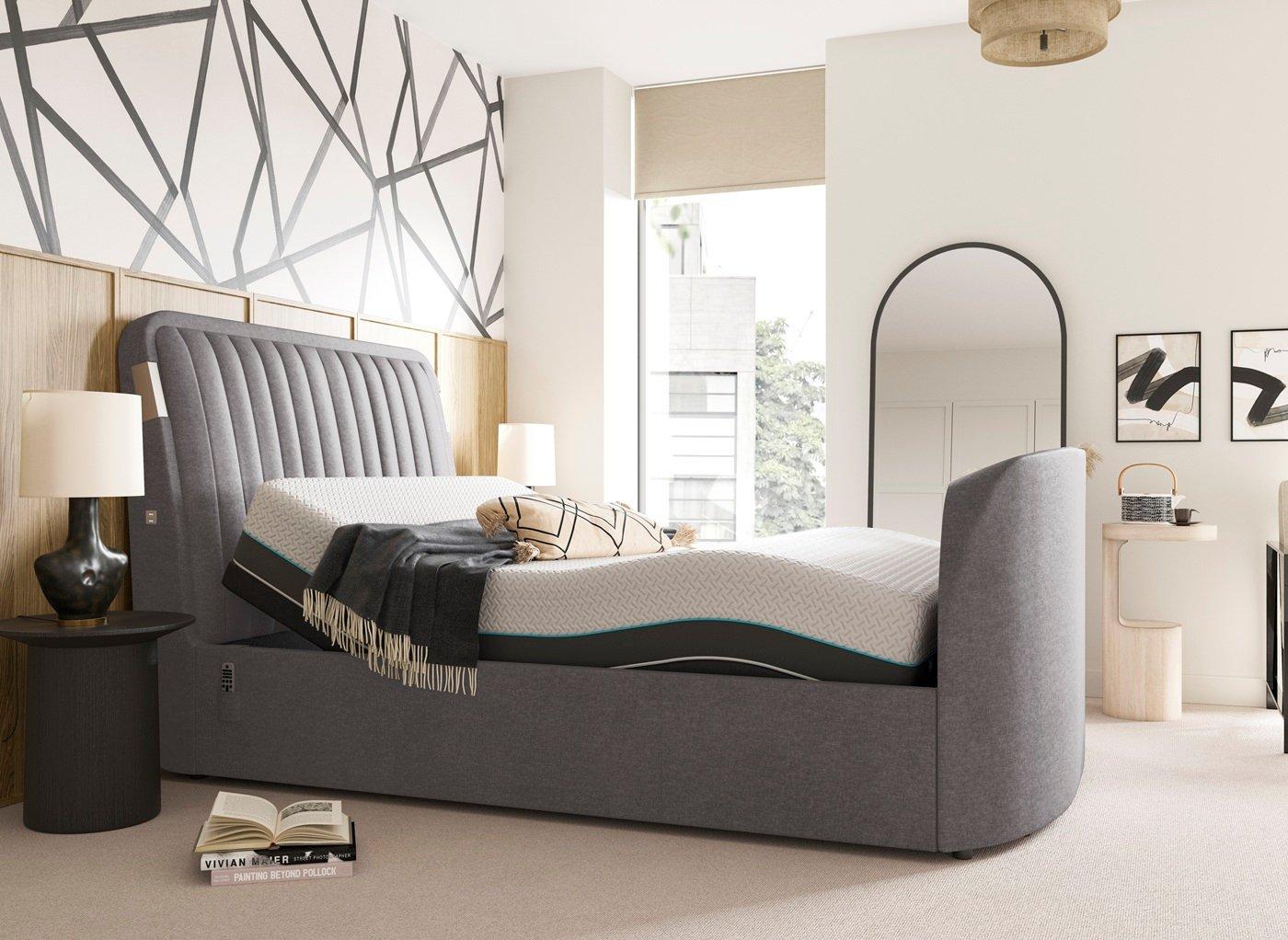 Yokohama Sleepmotion Adjustable Upholstered Dolby Atmos LG TV Bed Frame