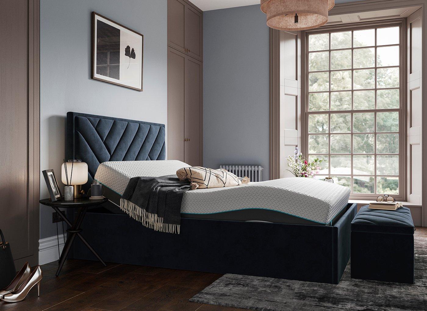 Jay Sleepmotion Adjustable Velvet-Finish Bed Frame