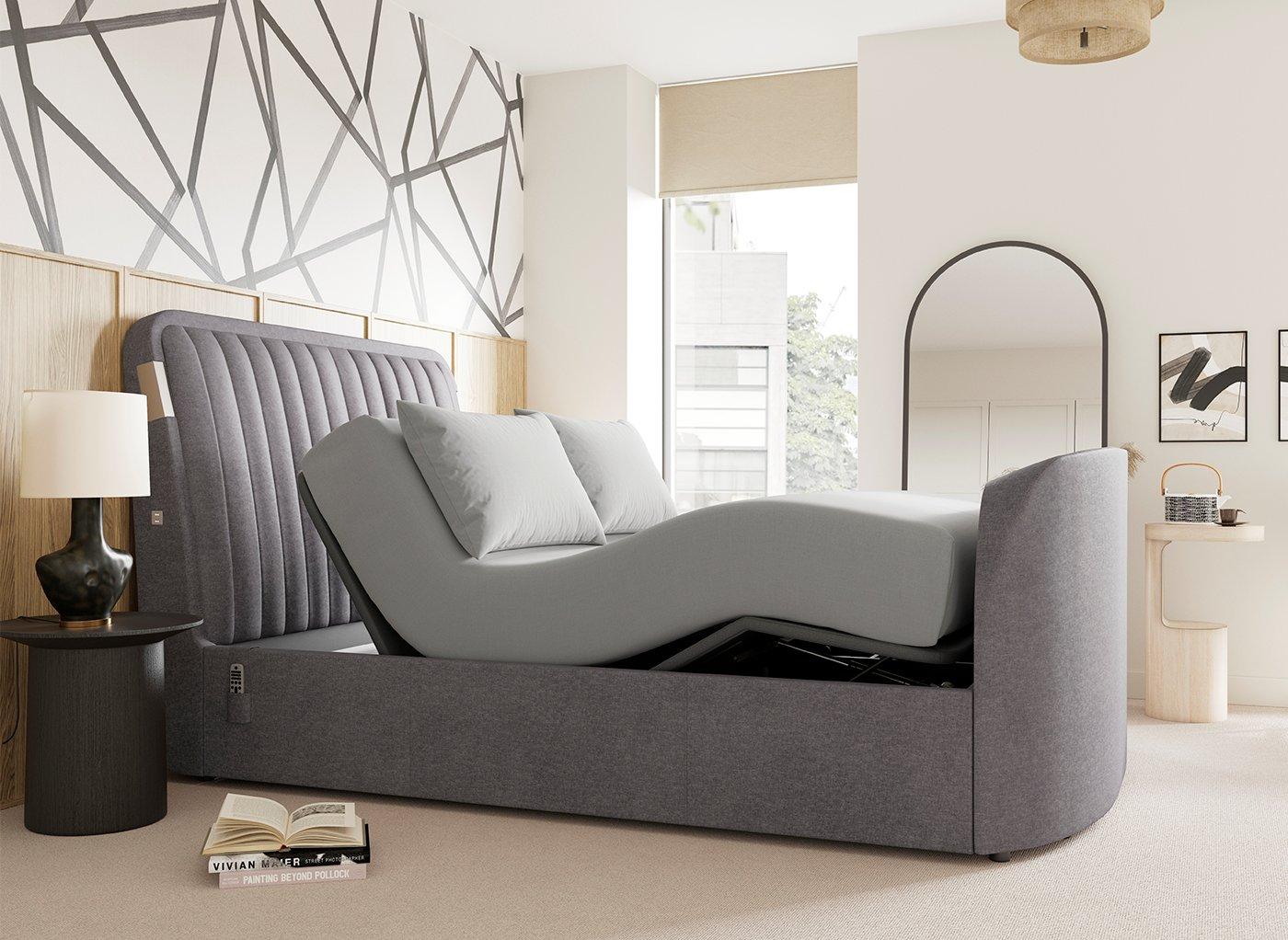 Yokohama Ergomotion Adjustable Upholstered Dolby Atmos LG TV Bed Frame