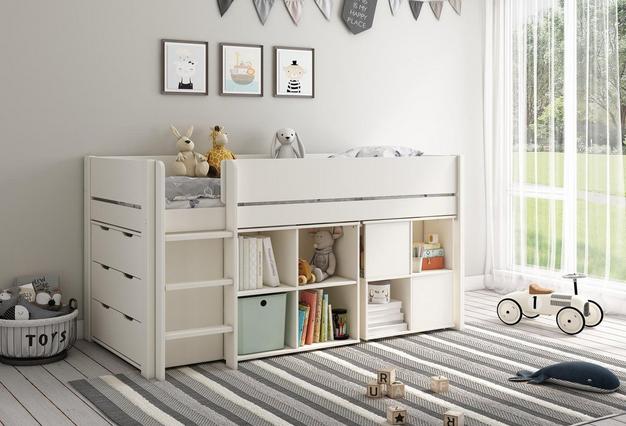 Mid sleeper with wardrobe and clearance drawers