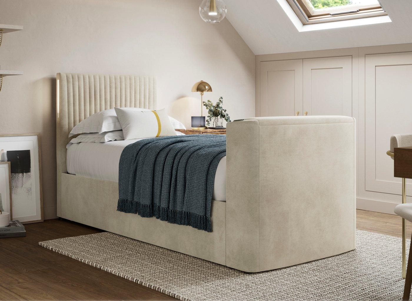 Sadie Upholstered Storage LG TV Bed Frame with Trundle