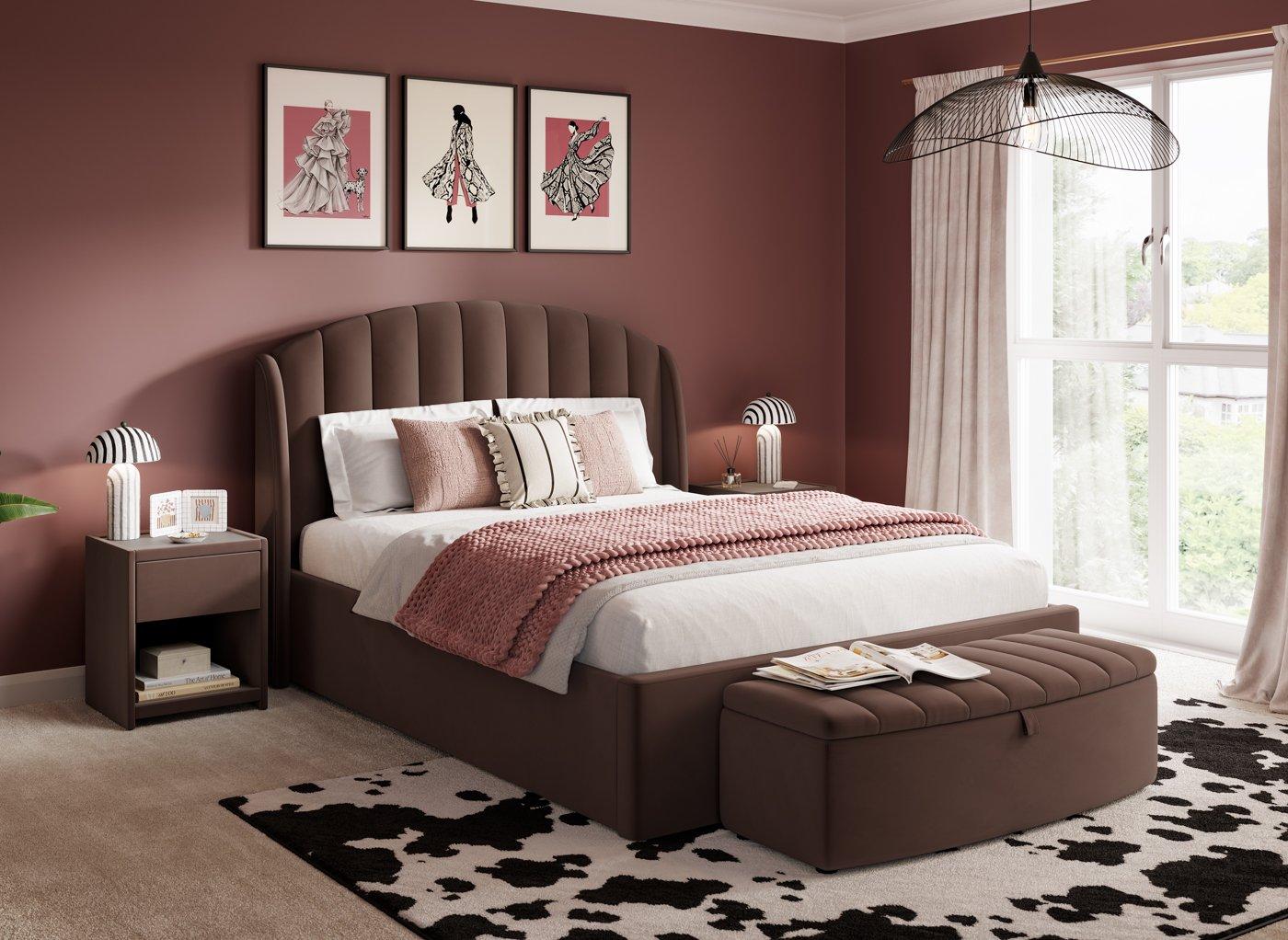 Isla Velvet-Finish Ottoman Bed Frame