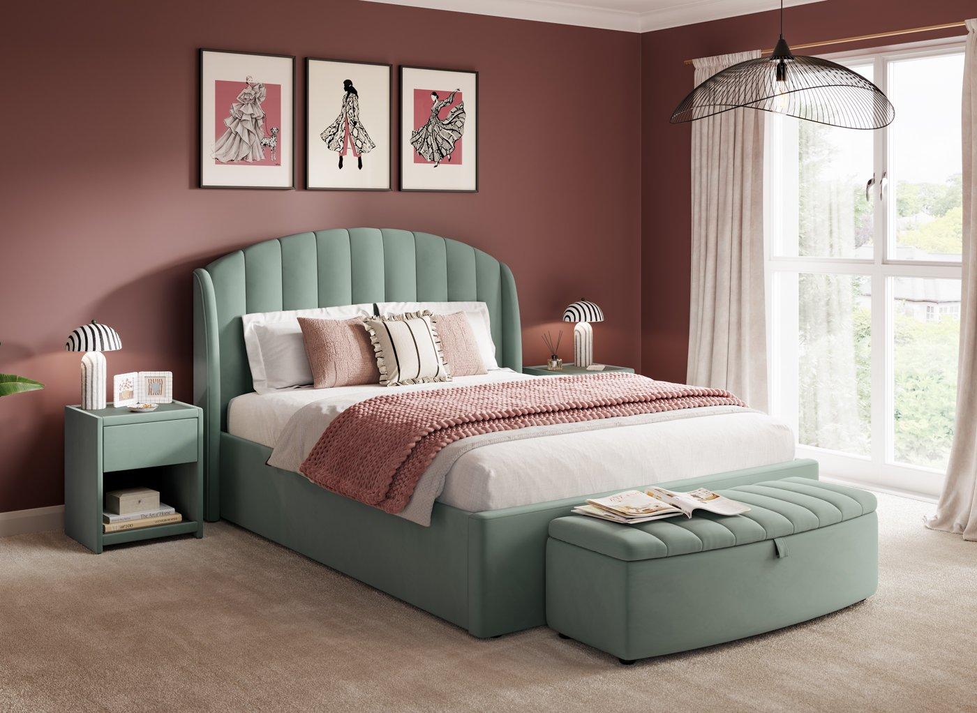 Isla Velvet-Finish Ottoman Bed Frame