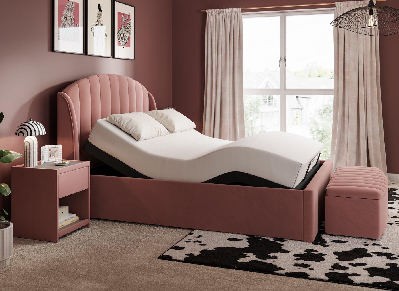 Isla Sleepmotion Adjustable Velvet-Finish Bed Frame