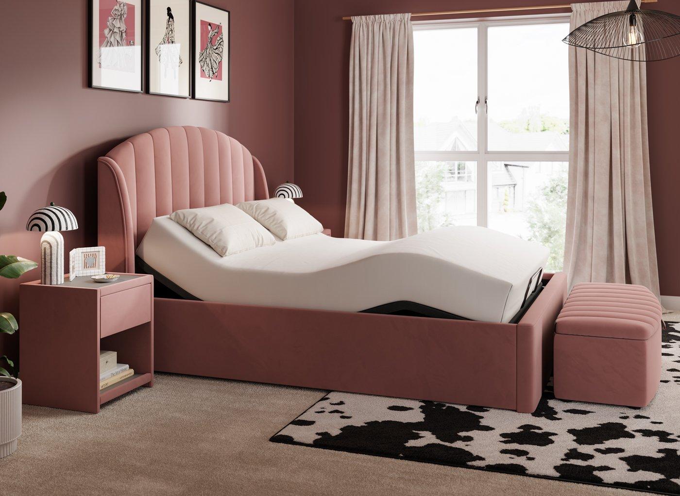 Isla Ergomotion Adjustable Velvet-Finish Bed Frame