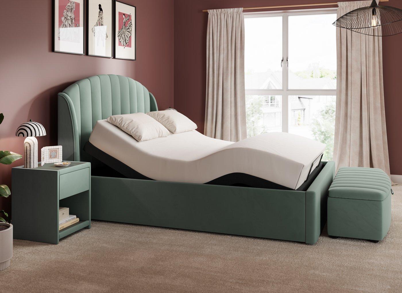 Isla Sleepmotion Adjustable Velvet-Finish Bed Frame
