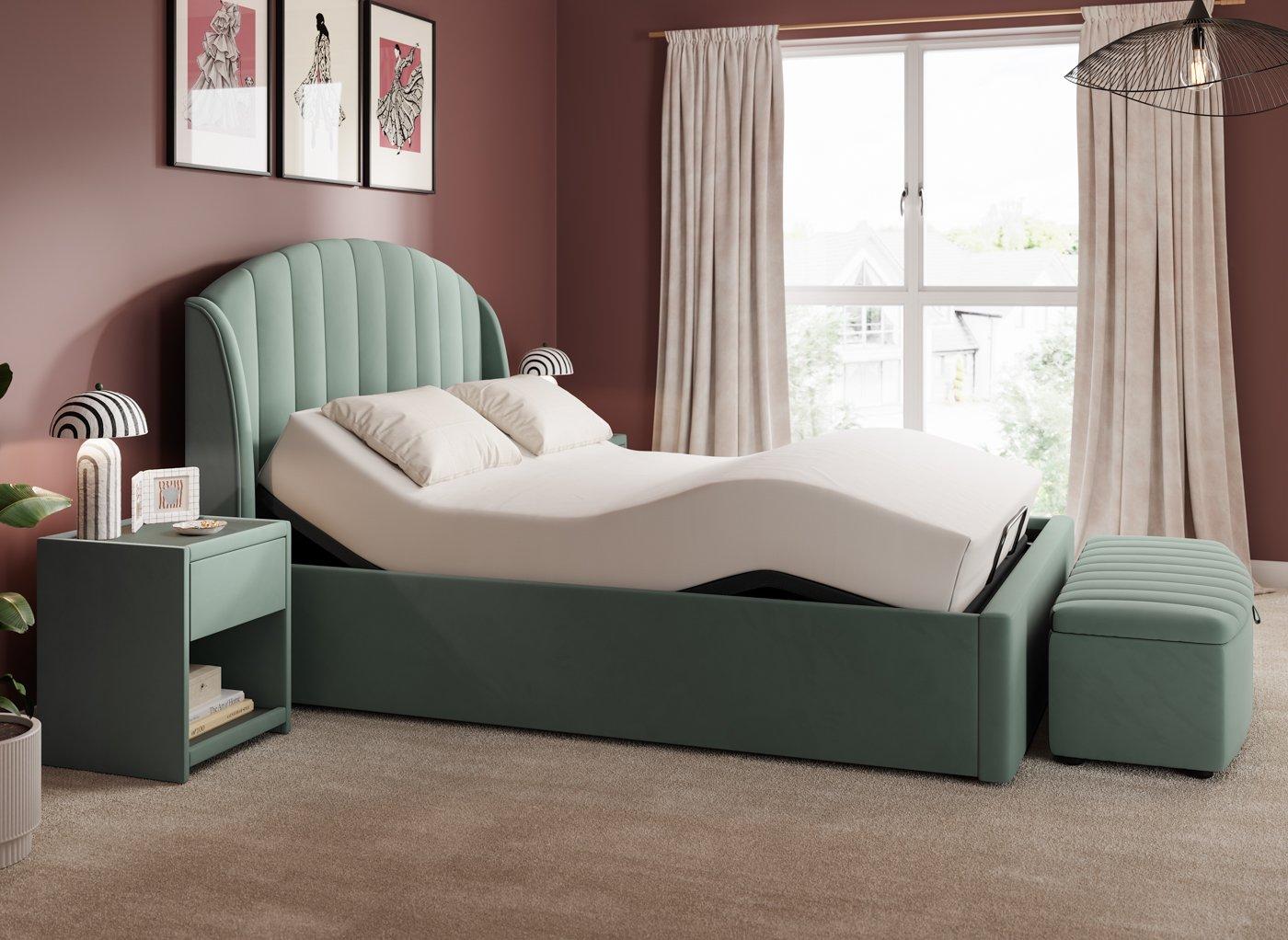 Isla Ergomotion Adjustable Velvet-Finish Bed Frame