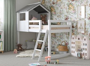 White Midsleeper Cabin Bunk Bed Dreams, Home Zone Bunk Beds
