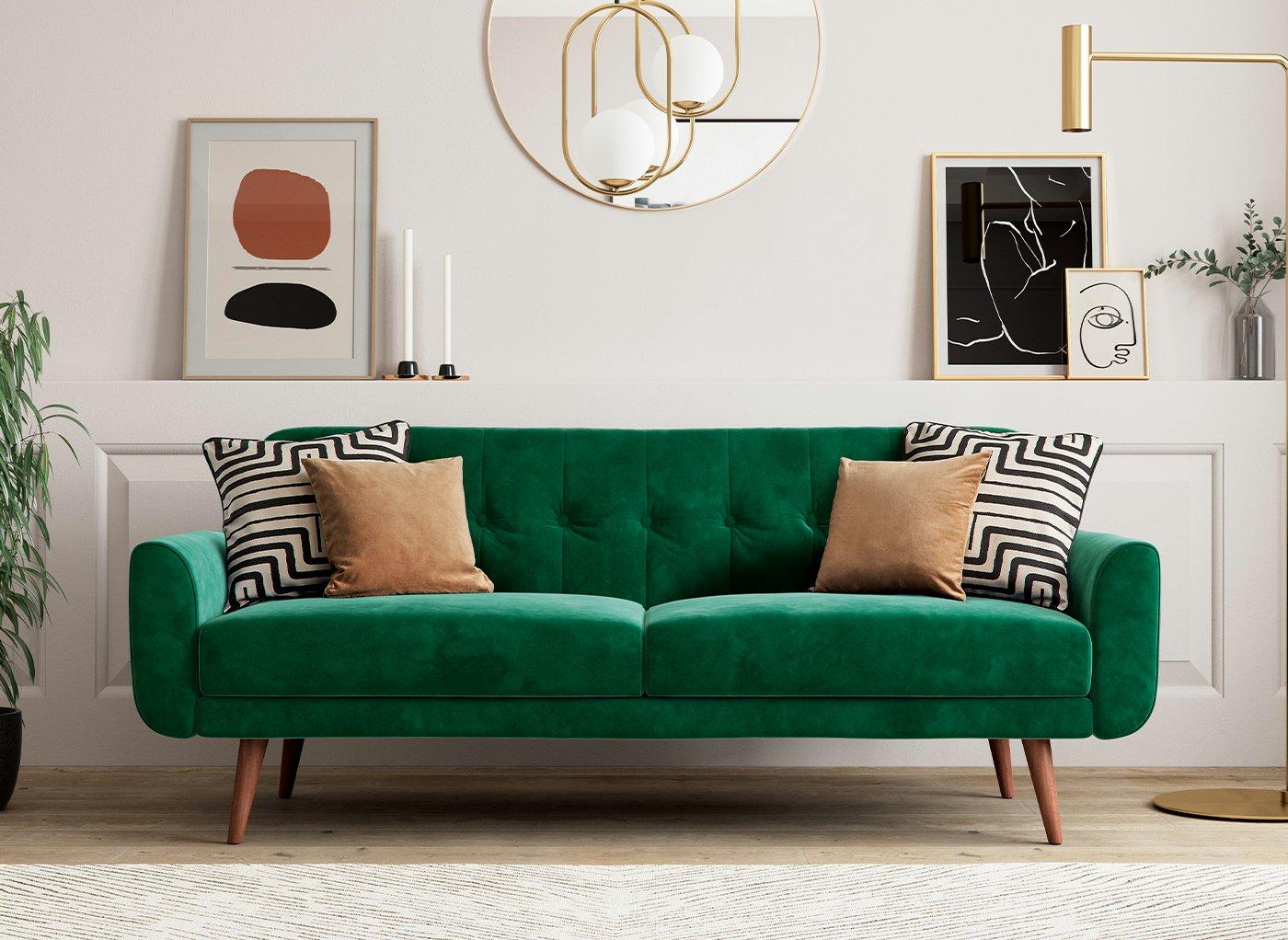 Gallway sofa bed in green velvet