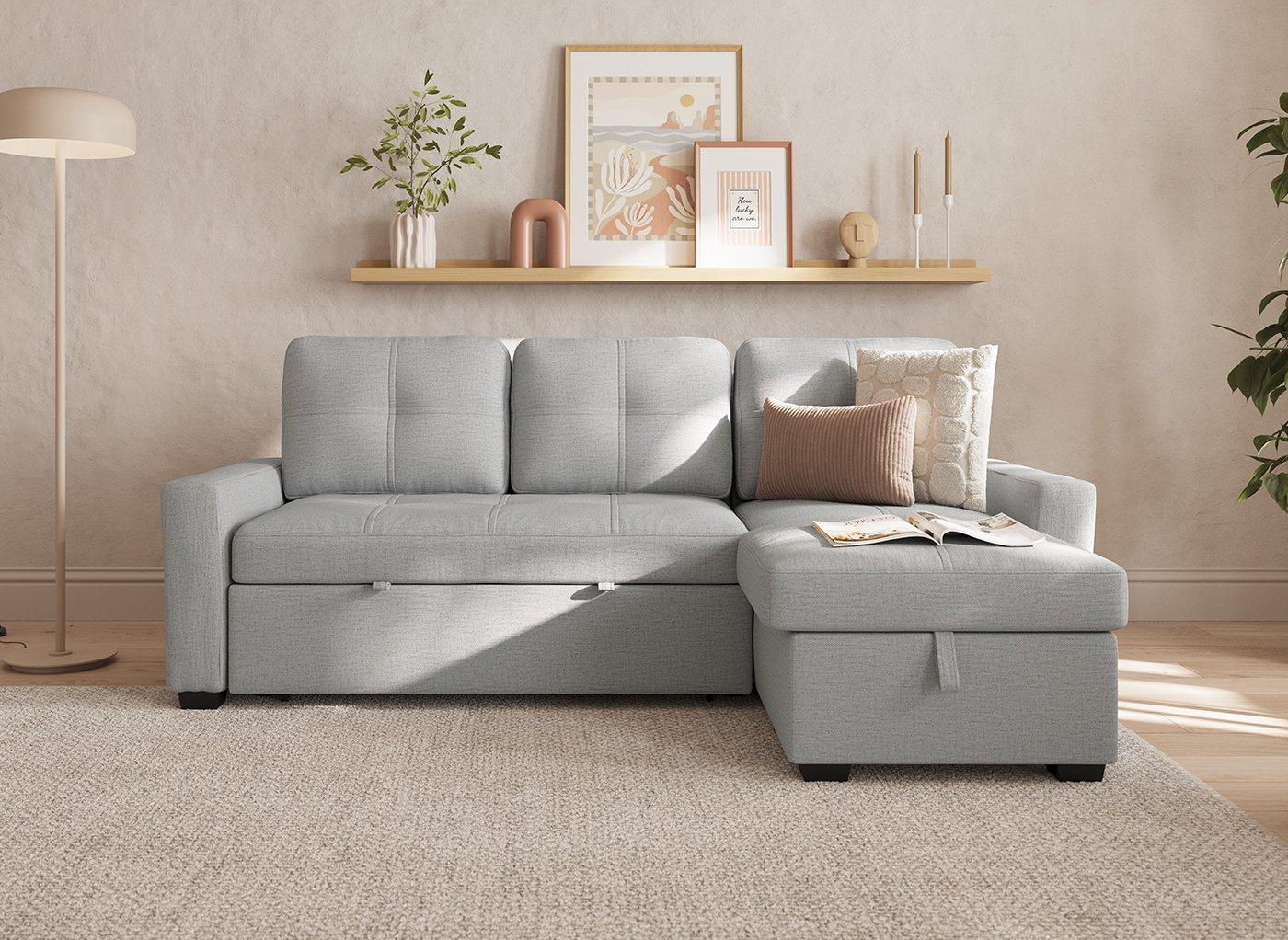 Cosmopolitan Armagh 3-Seater Corner Pull-Out Sofa Bed with Cup Holders
