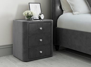 Ellis 3 Drawer Velvet Finish Bedside Table Matching Bedside Chests Furniture Dreams