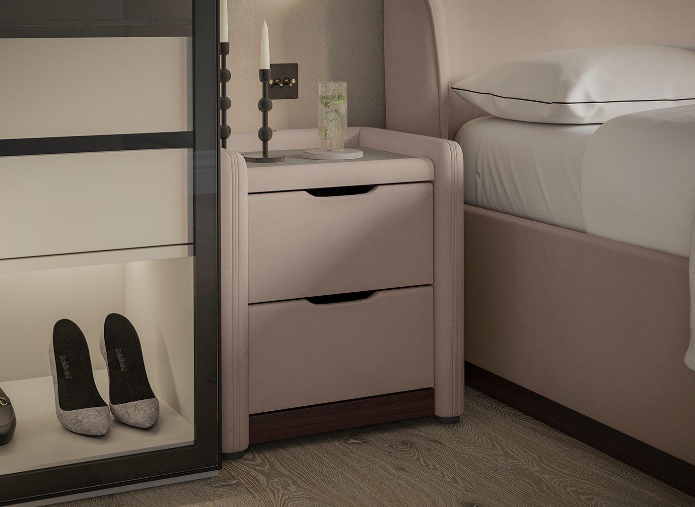 Chloe Velvet-Finish USB Charging Bedside Table