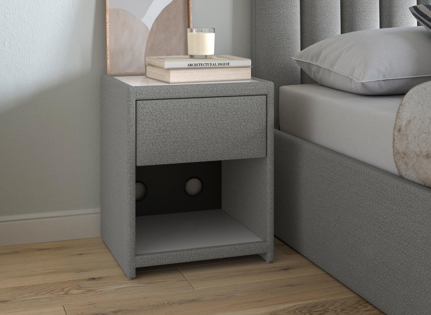Davies Upholstered USB Charging Bedside Table