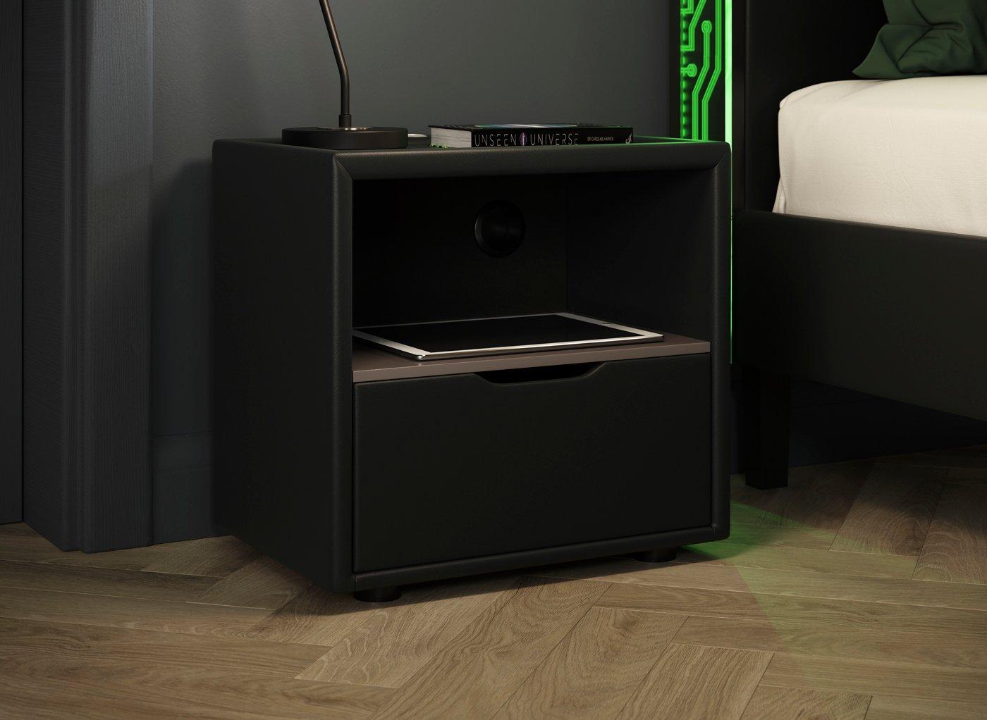 Glitch Upholstered USB Charging Bedside Table