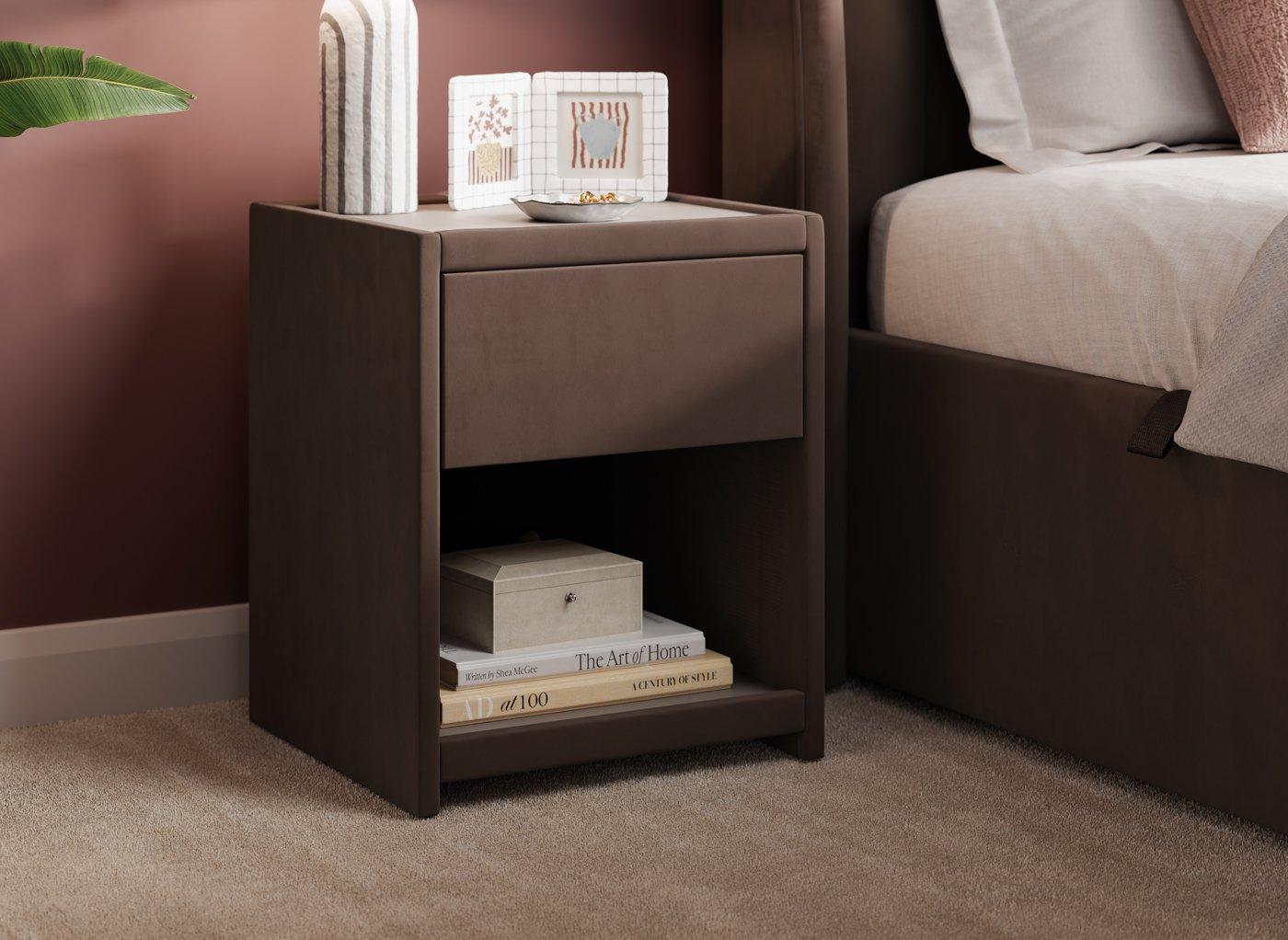 Isla Velvet-Finish USB Charging Bedside Table
