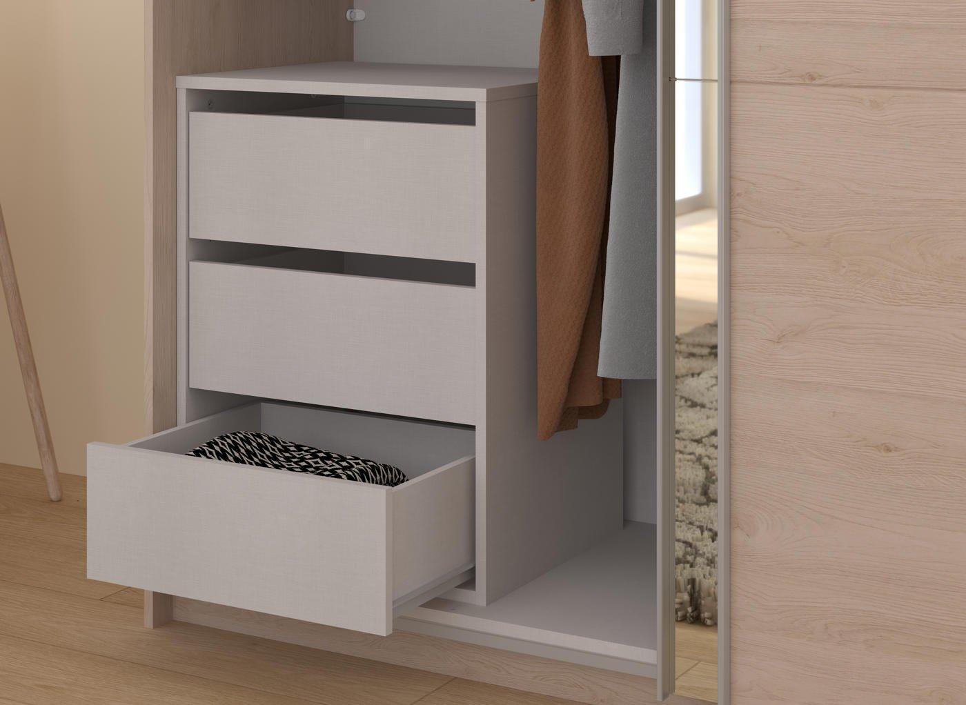 Theodore 3-Drawer Wardrobe Internal Drawers