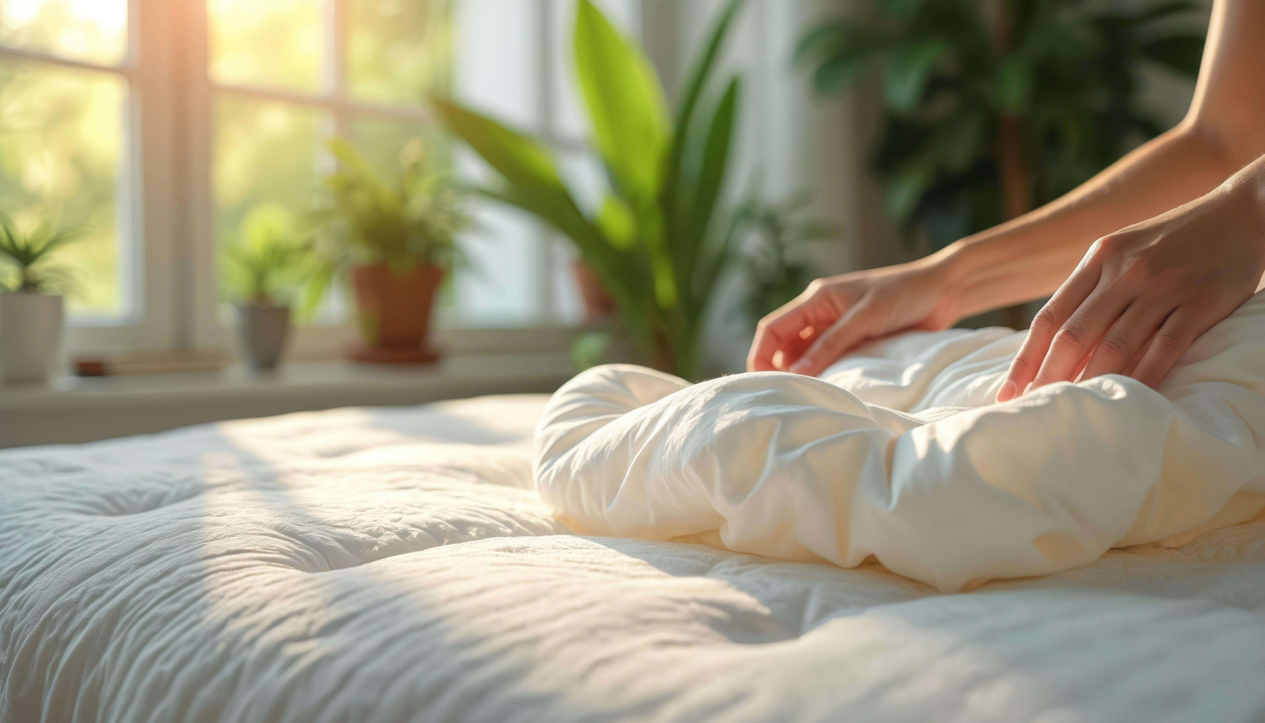 Two people carring a mattress off a Dreams delivery van.