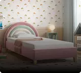 Image of a pink kids bed in a bedroom