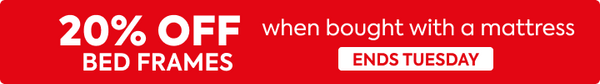20% off all bed frames when bought with a mattress