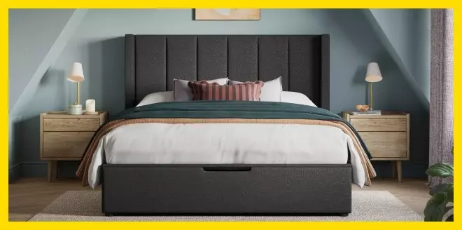 Grey adwell bed in bedroom setting