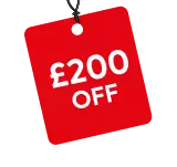 £200 off inside a red tag.