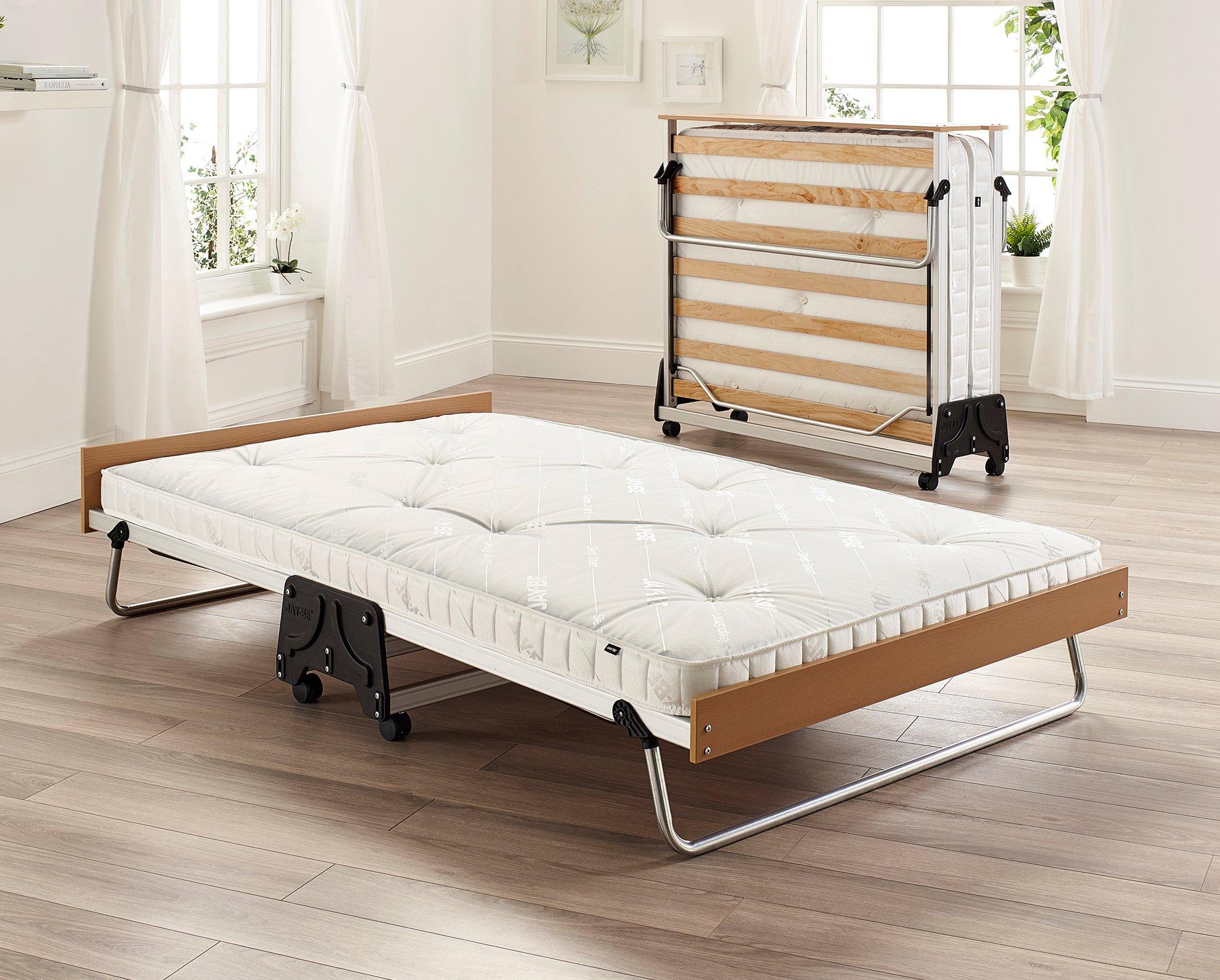 Folding metal deals bed with mattress