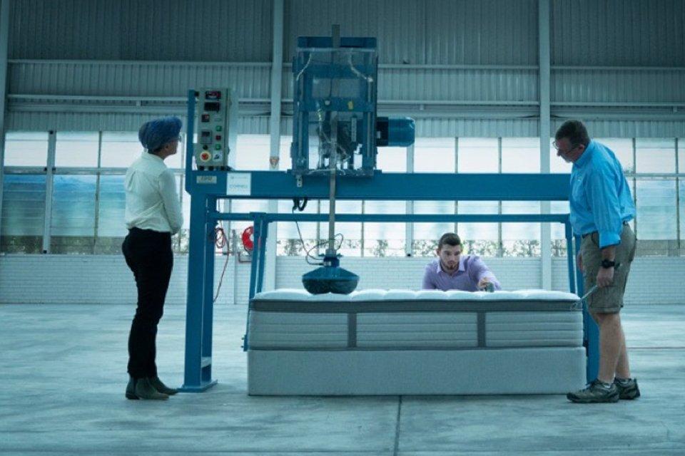 A sealy bed frame with a sealy mattress, set in a bedroom