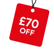 £70 off inside a red tag.